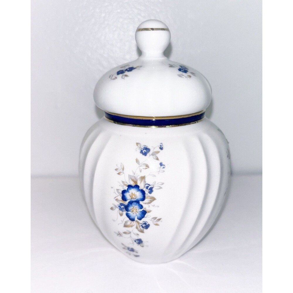 ANTIQUE FIRENZE ITALIA FOR PERUGINA BY "AURORA" COVERED TRINKET BOX /JAR-ITALY